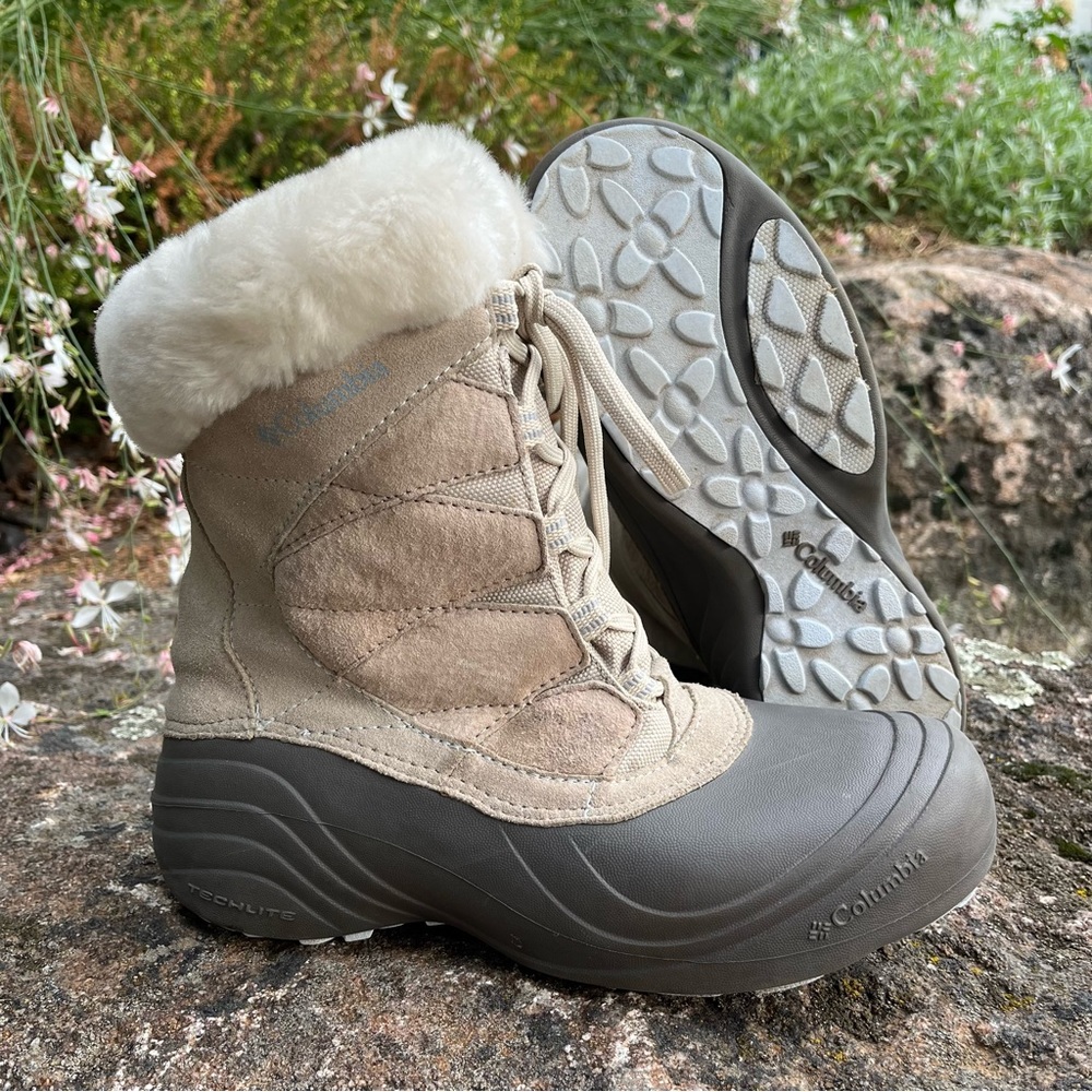 Columbia Sierra Summette Thermolite Insulated Winter Snow Boots Taupe/Tan Sz 8.5